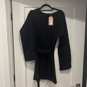 MESHKI - Black Long Sleeve Dress with Belt